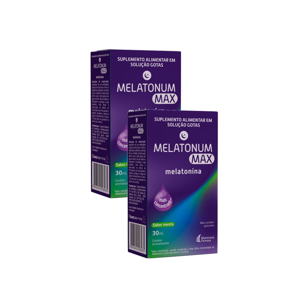 Kit 2 Melatonum Max Melatonina Sabor Menta Gotas 30ml