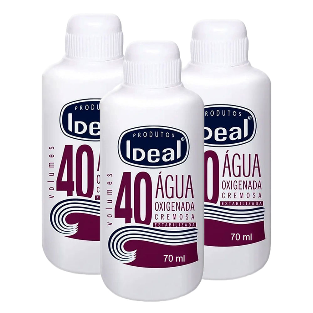 Kit 3 Água Oxigenada Ideal 40 Volumes com 70ml