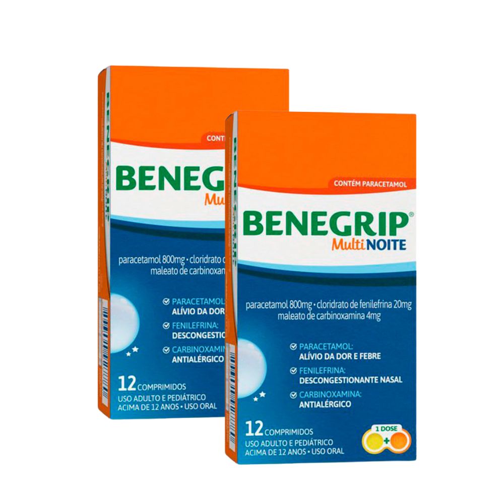 Kit 2 Benegrip Multi Noite com 12 Comprimidos