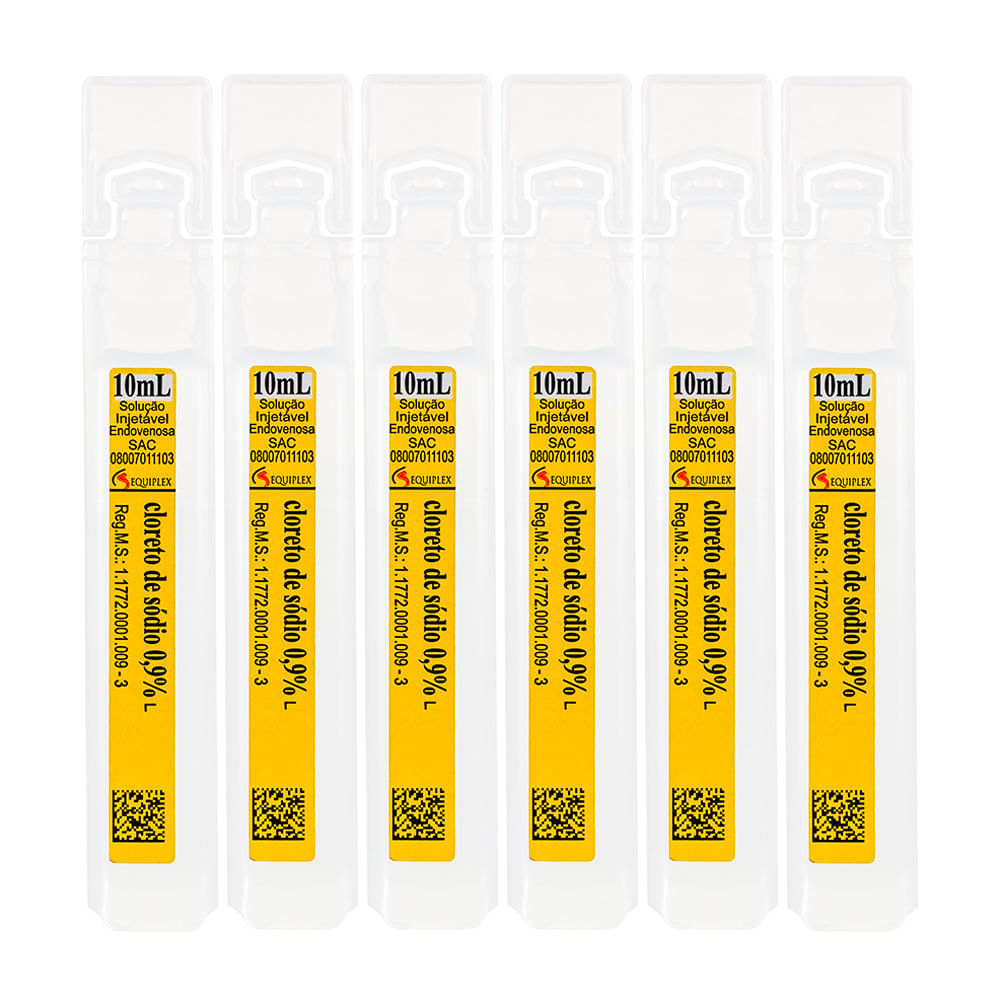 Kit 6 Soro Fisiologico 0,9% Equiplex Injetável com 10ml