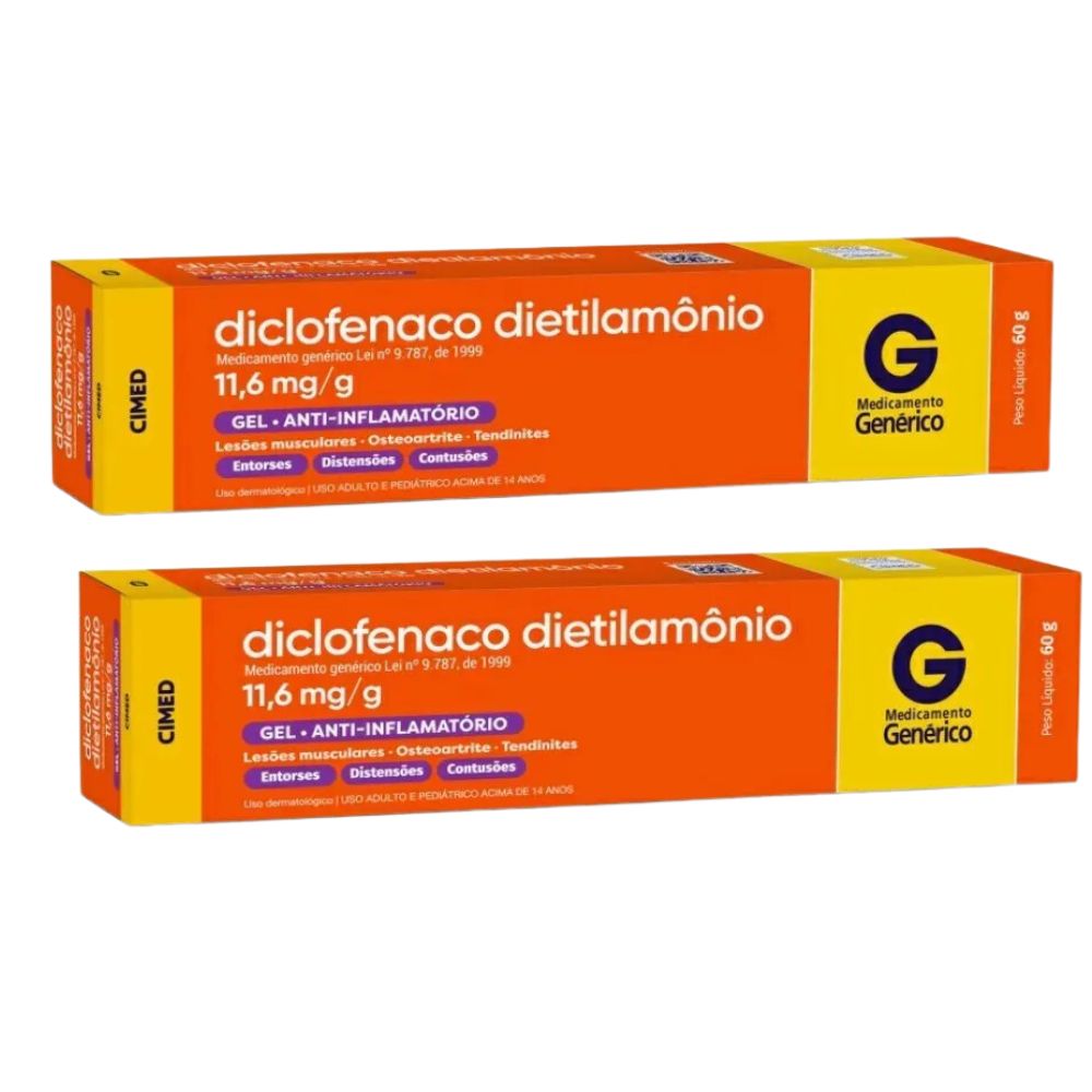 Kit 2 Diclofenaco Dietilamônio Cimed Genérico Gel com 60g