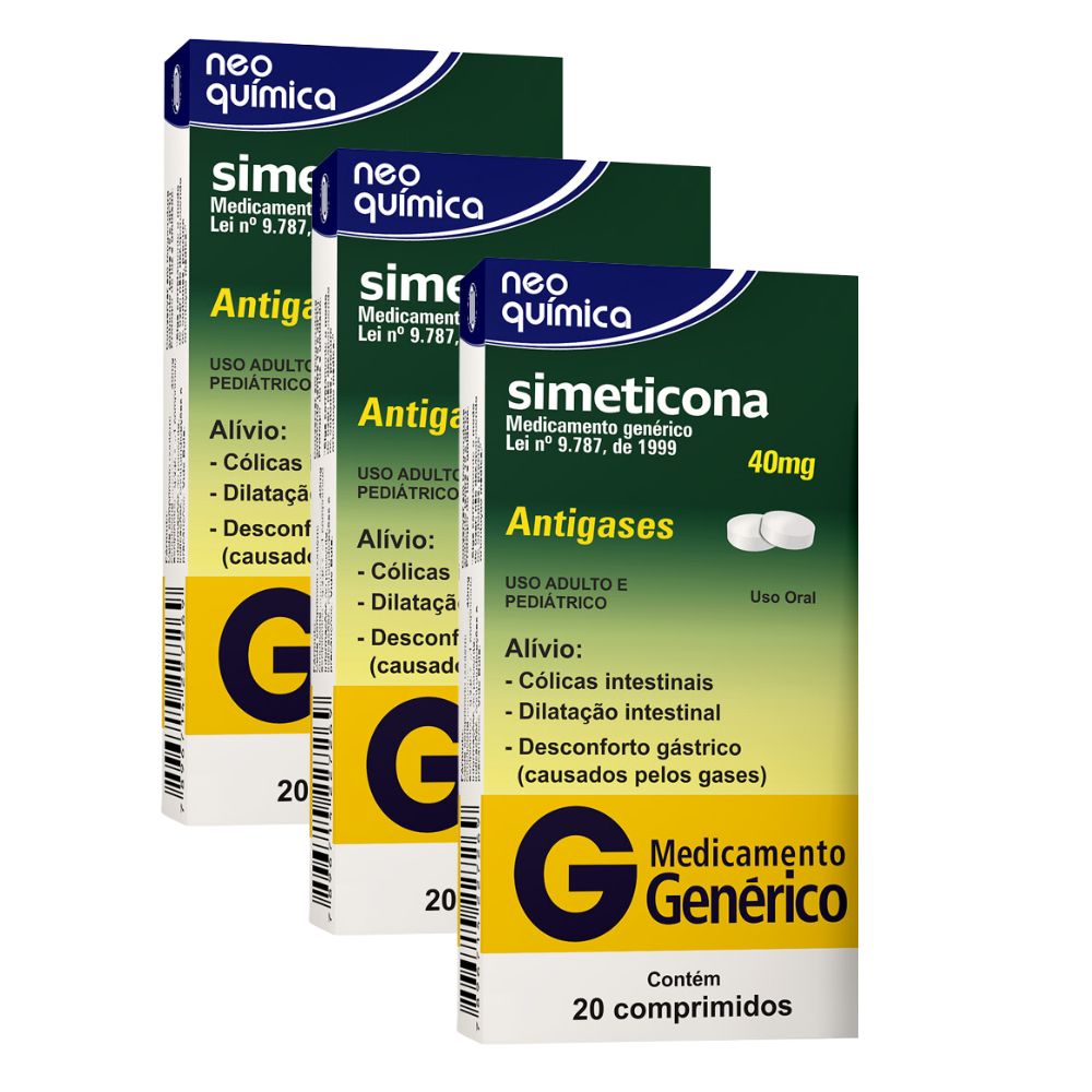 Kit 3 Simeticona 40mg Neo Química Genérico com 20 Comprimidos