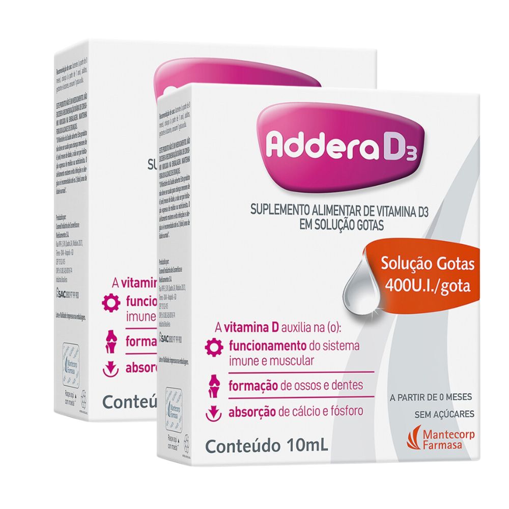 Kit 2 Addera D3 400UI Gotas 10ml