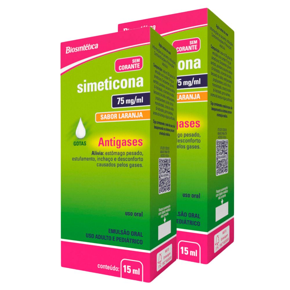 Kit 2 Simeticona 75mg/ml Biosintética Genérico Gotas com 15ml
