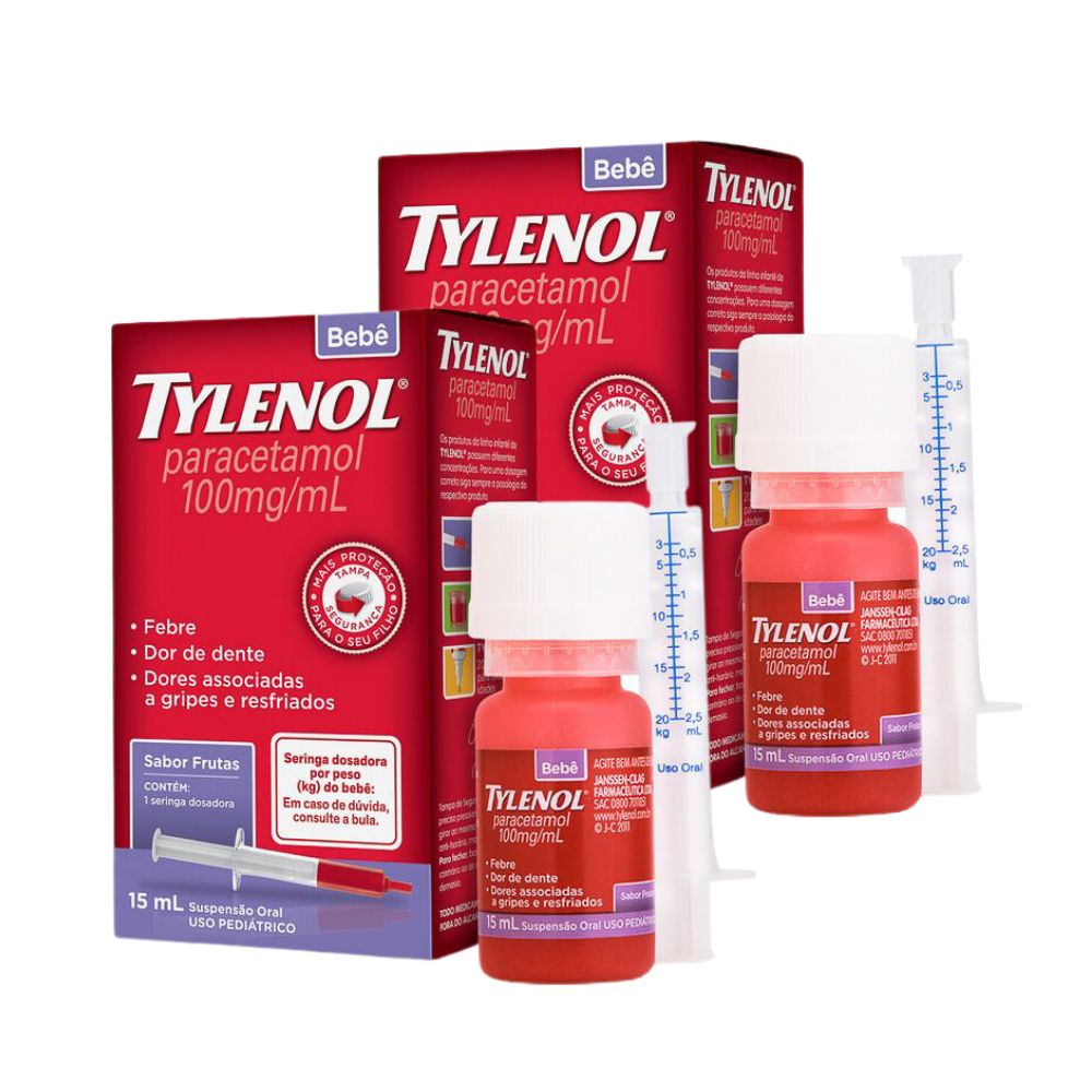 Kit 2 Tylenol Bebê 100mg/ml Gotas 15ml