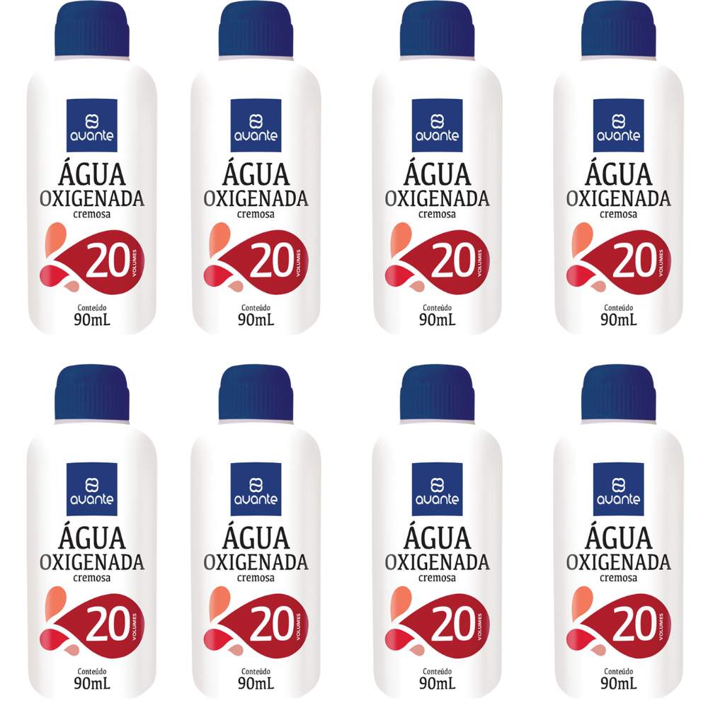 Kit 8 Água Oxigenada Cremosa Avante 20 Volumes 90ml
