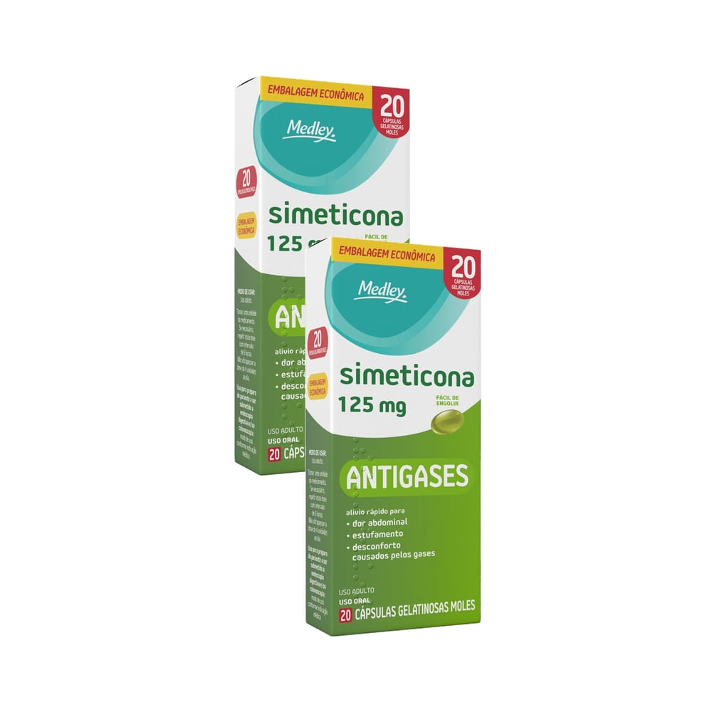 Kit 2 Simeticona 125mg Medley Genérico 20 Comprimidos