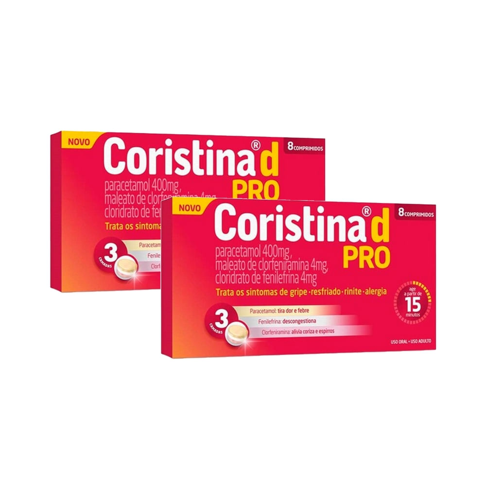 Kit 2 Coristina D PRO com 8 Comprimidos