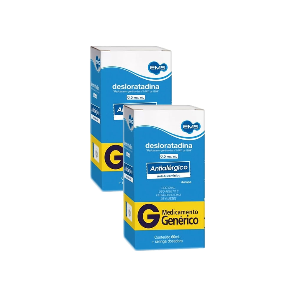 Kit 2 Desloratadina 0,5mg/ml EMS Genérico Xarope com 60ml