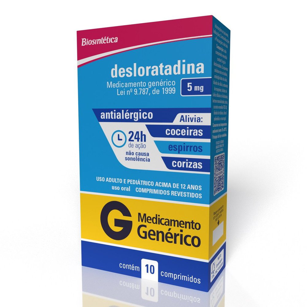 Desloratadina 5mg Biosintética Genérico com 10 Comprimidos