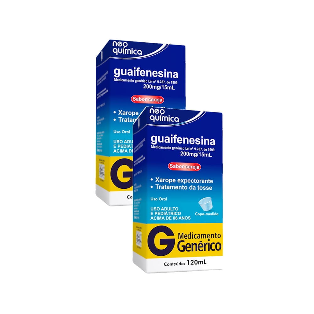 Kit 2 Guaifenesina Neo Química Genérico Xarope Sabor Cereja com 120ml