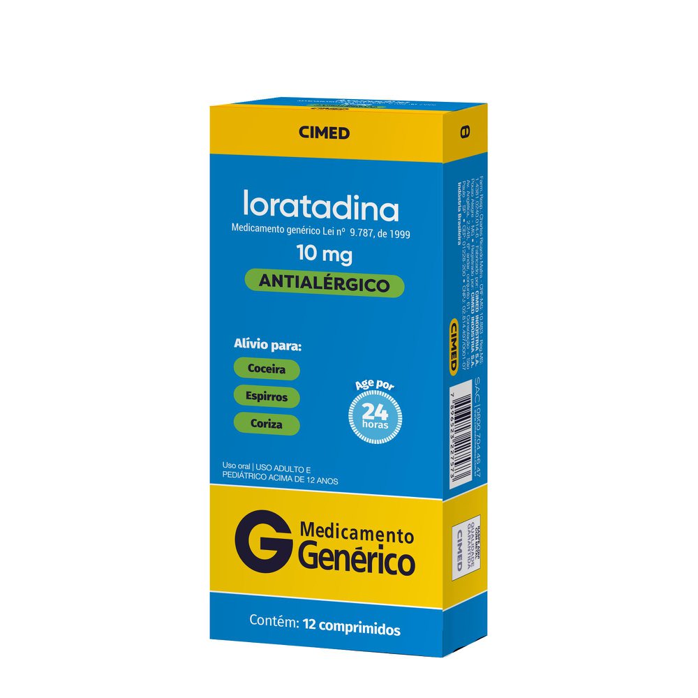 Loratadina 10mg Cimed Genérico com 12 Comprimidos