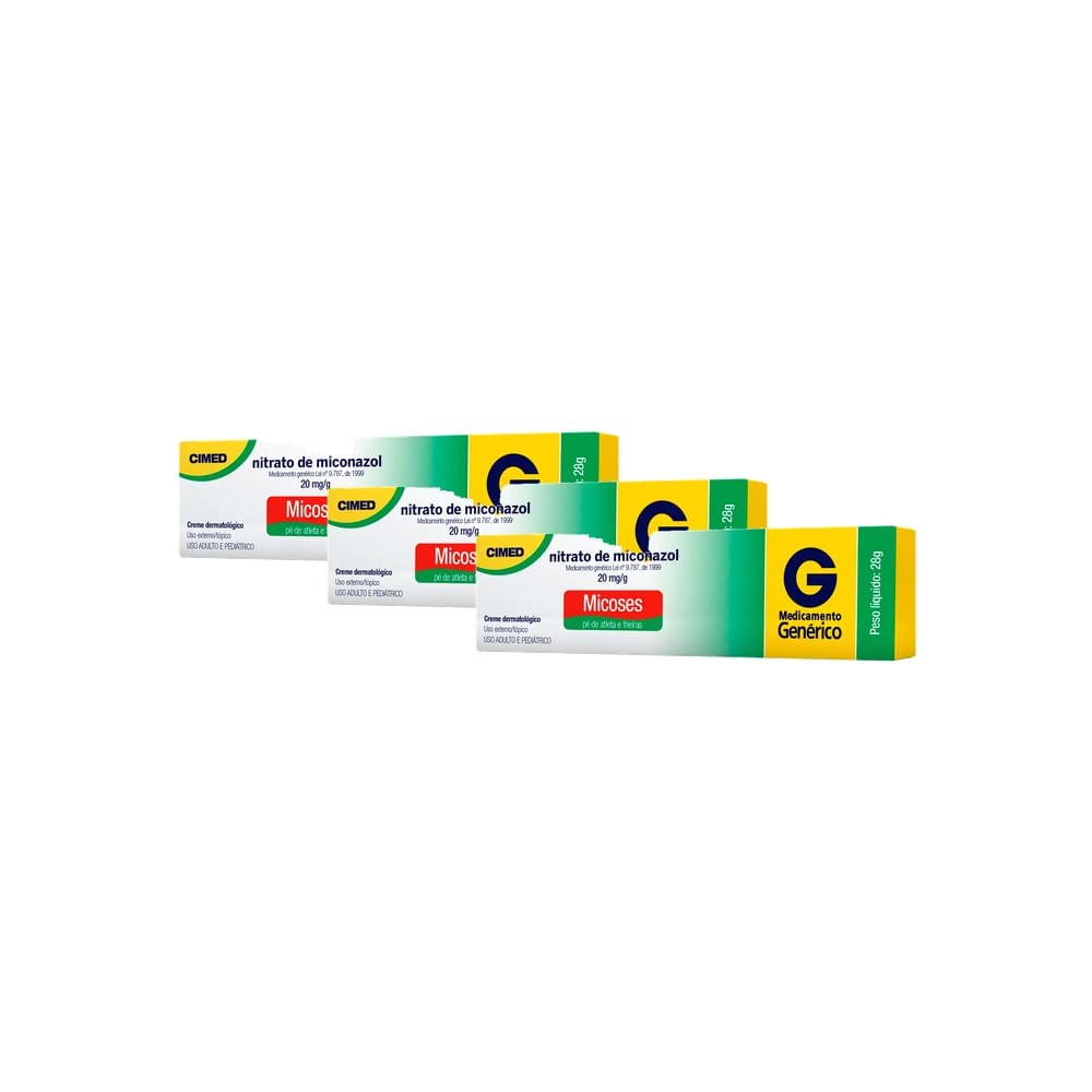 Kit 3 Miconazol 20mg/g Cimed Genérico Creme com 28g