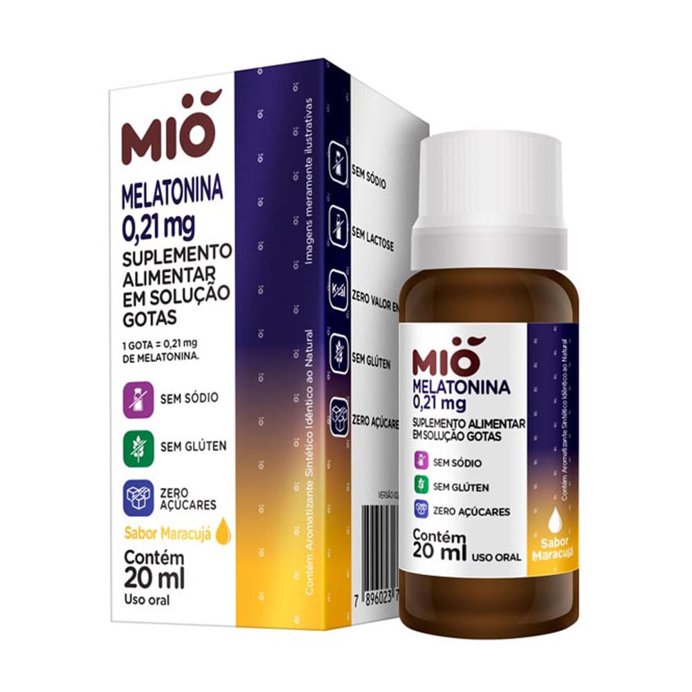 Kit 3 Melatonina Mió Sabor Maracujá Gotas com 20ml