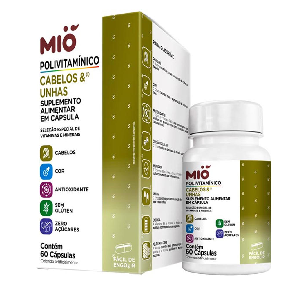 Kit 3 Polivitamínico Cabelos e Unhas Mió 60 Cápsulas