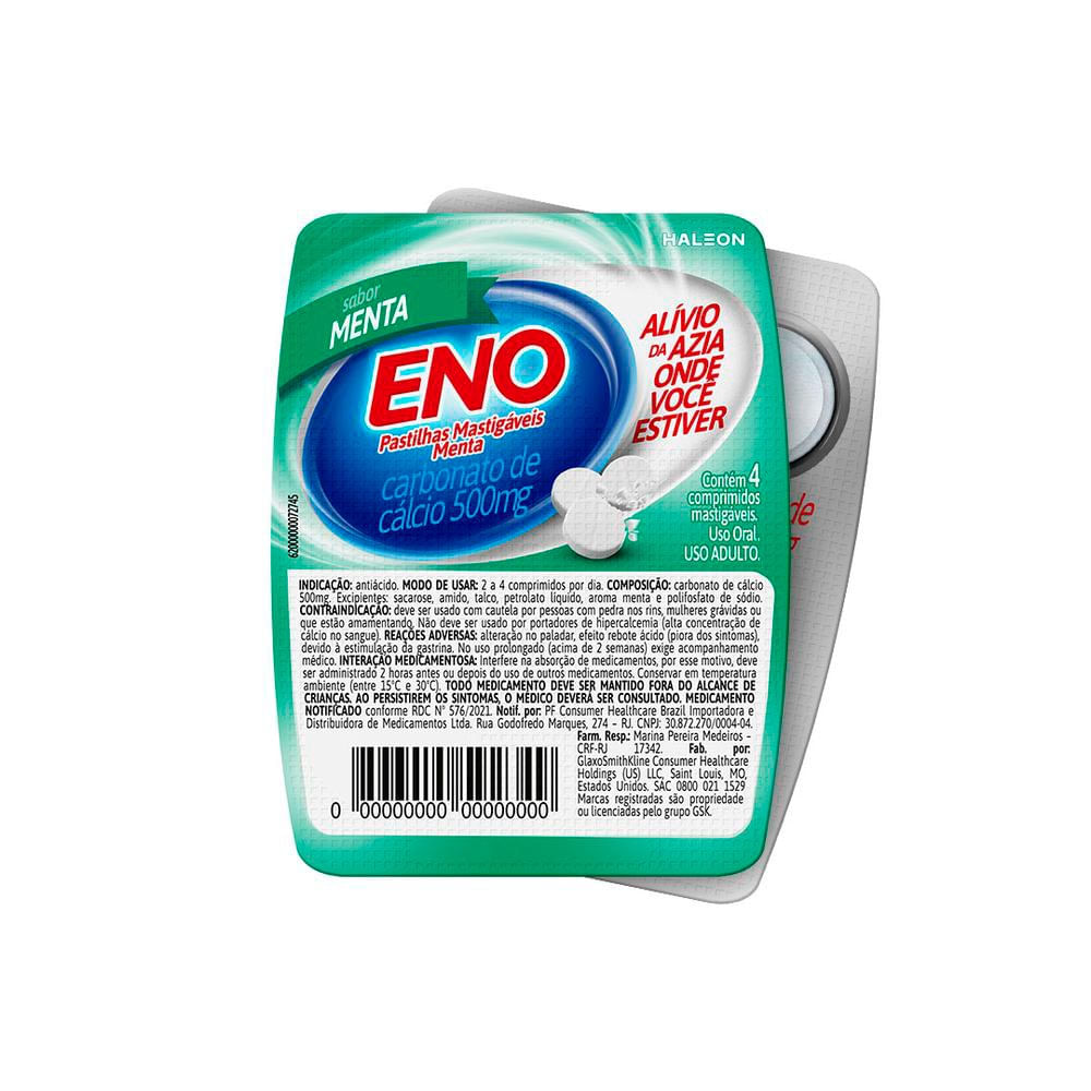 Eno Pastilhas Mastigáveis Sabor Menta com 4 Unidades