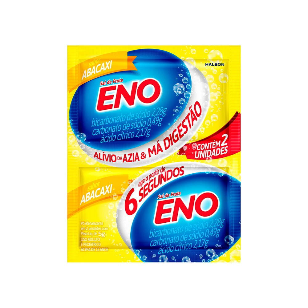 Sal de Fruta Eno Sabor Abacaxi com 2 Envelopes de 5g cada
