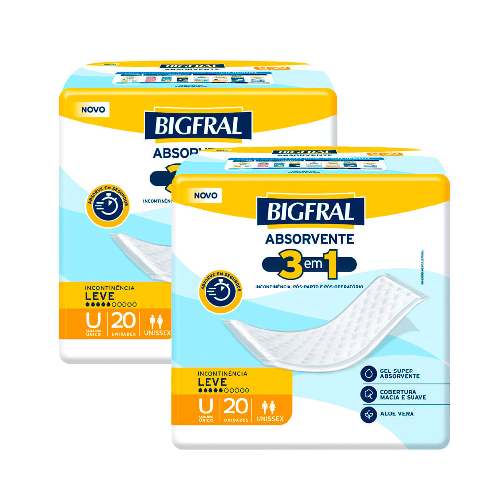 Kit 2 Bigfral Absorvente 20 unidades