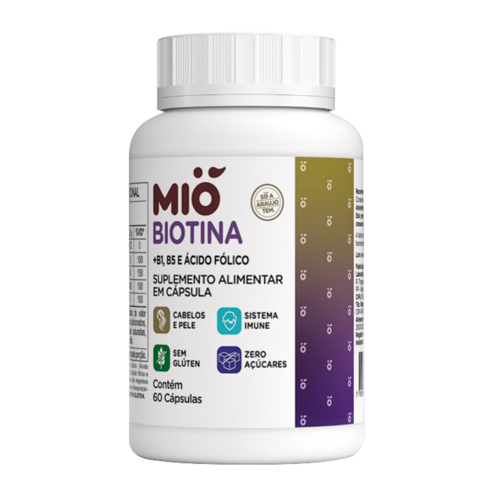 Biotina +B1 B5 e Ácido Fólico Mió com 60 Cápsulas