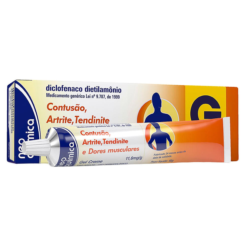 Kit 2 Diclofenaco Dietilamônio Neo Química Genérico Gel com 60g