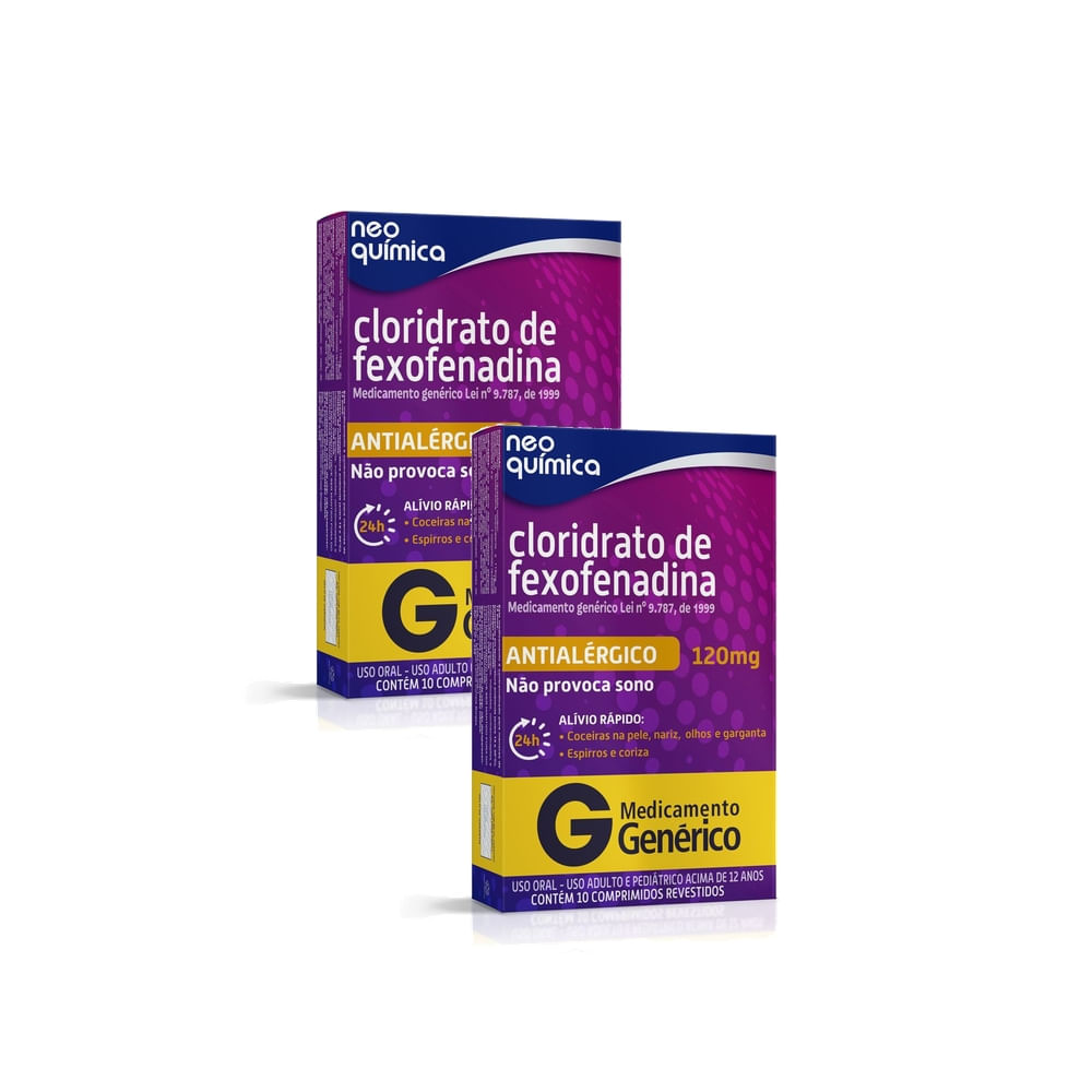 Kit 2 Fexofenadina 120mg Neo Química Genérico com 10 Comprimidos Revestidos