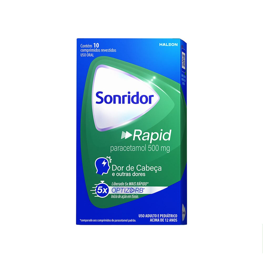 Sonridor Rapid 500mg Dor de Cabeça com 10 Comprimidos Revestidos