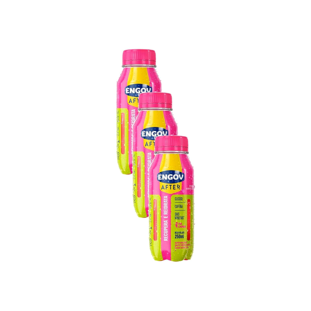 Kit 3 Bebida Engov After Sabor Pink Lemonade 250ml