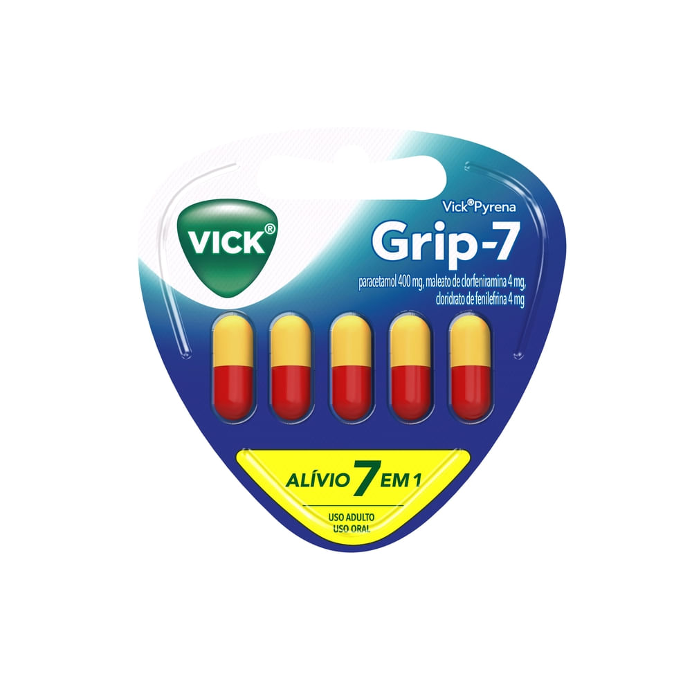 Vick Pyrena Grip-7 Antigripal Gripe Resfriado 5 Cápsulas