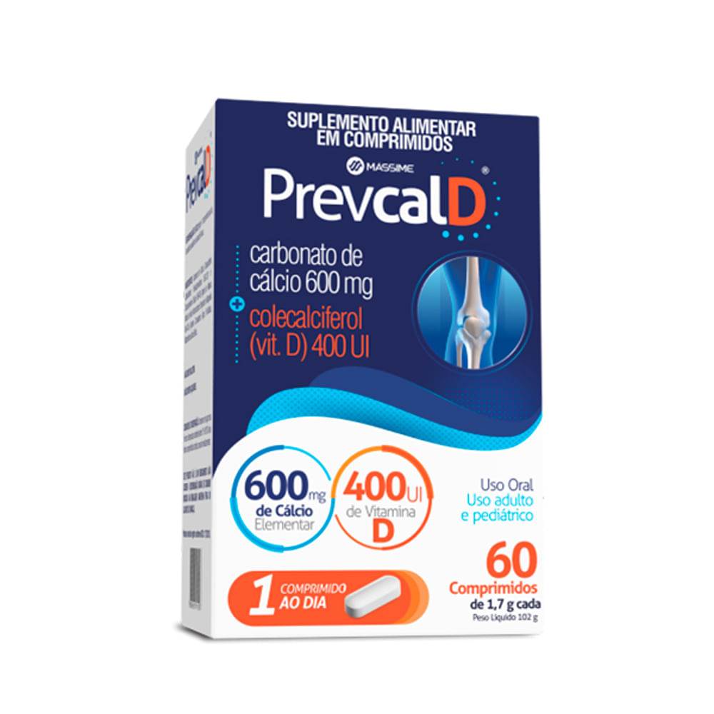 Prevcal D 400Ui 600mg de Cálcio Elementar com 60 Comprimidos