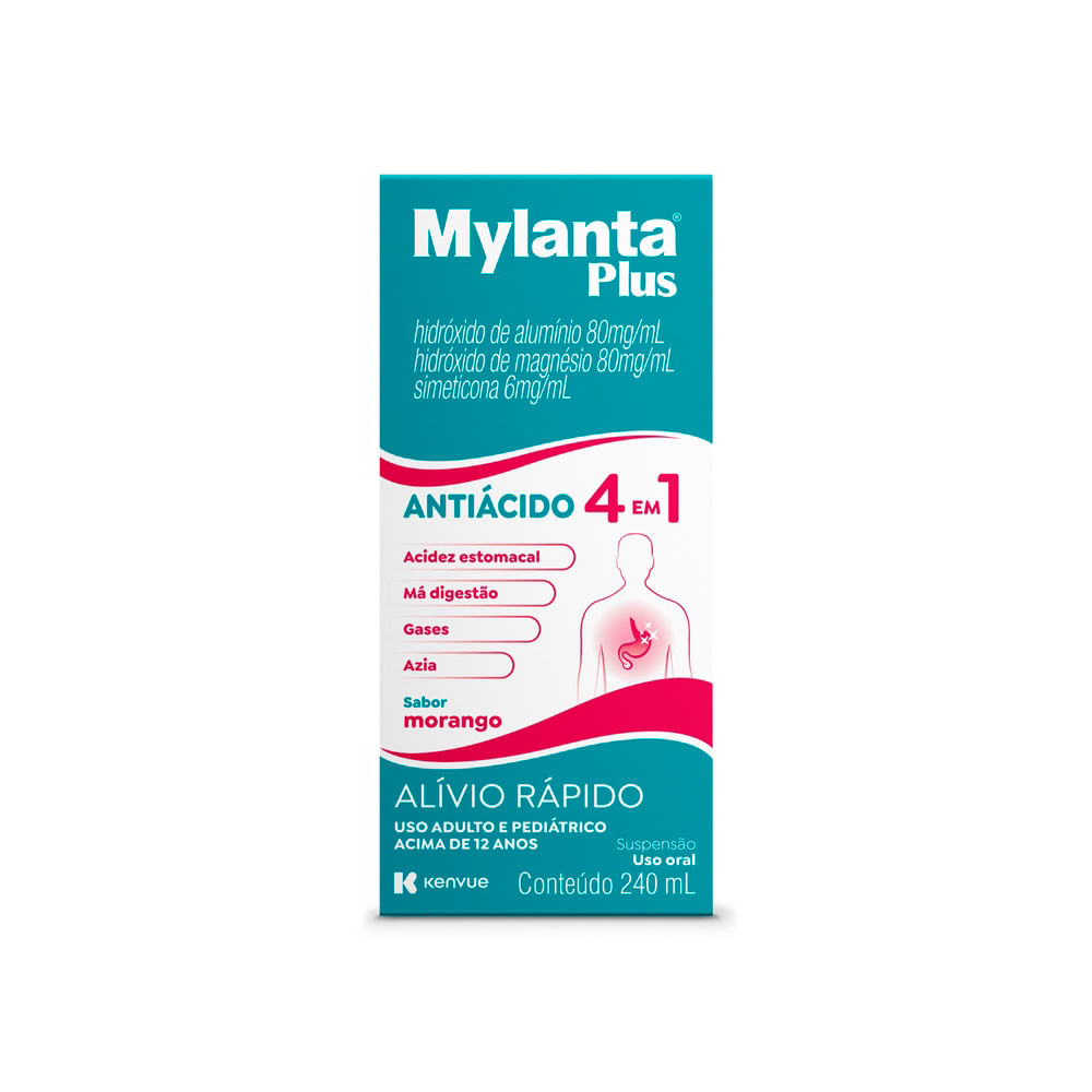 Mylanta Plus Sabor Morango Suspensão Oral com 240ml