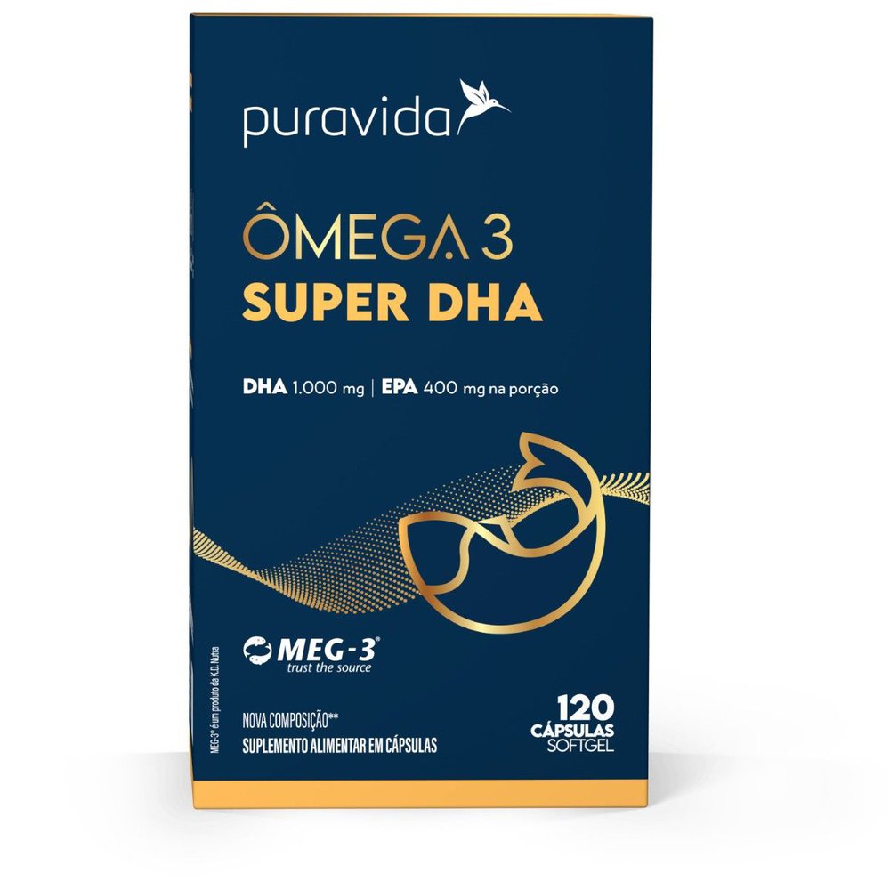 Ômega 3 DHA Puravida com 60 Cápsulas