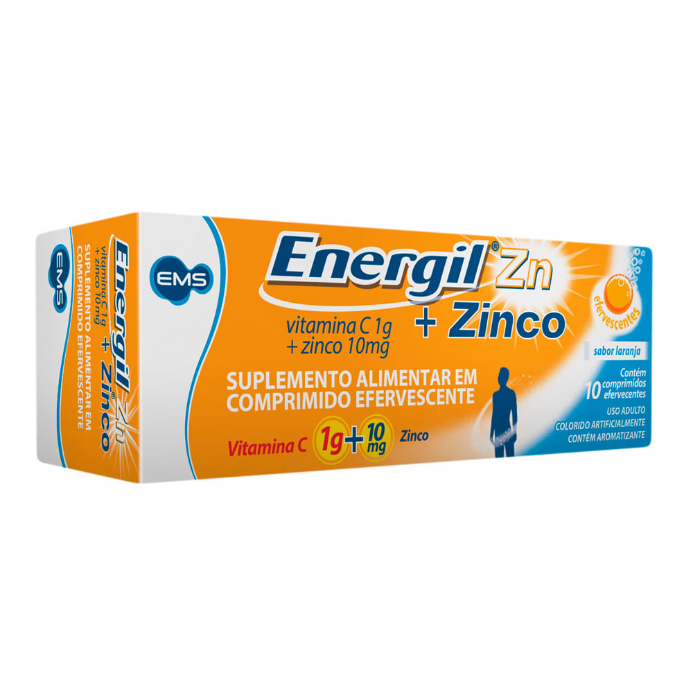 Energil Zn Zinco 1G+10mg 10 Comprimidos Efervescentes