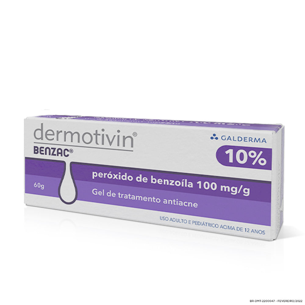 Dermotivin Benzac Gel Tratamento 10% Para Pele Acneíca 60g