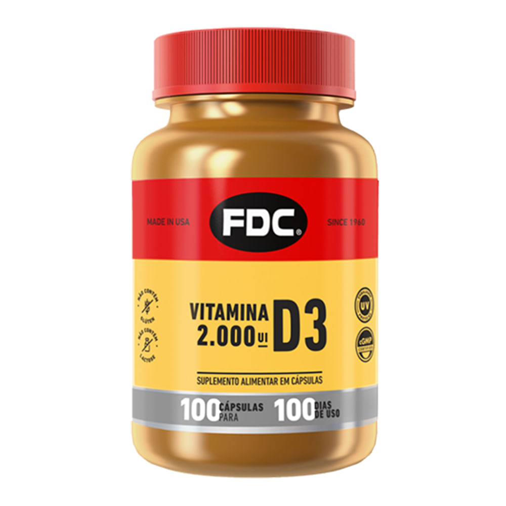 Vitamina D3 2.000UI FDC com 100 Cápsulas