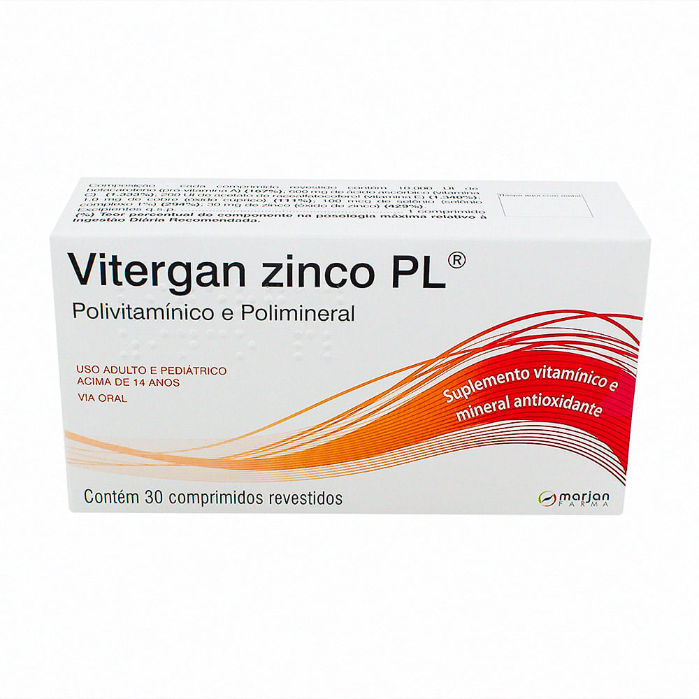 Vitergan Zinco PL com 30 Comprimidos