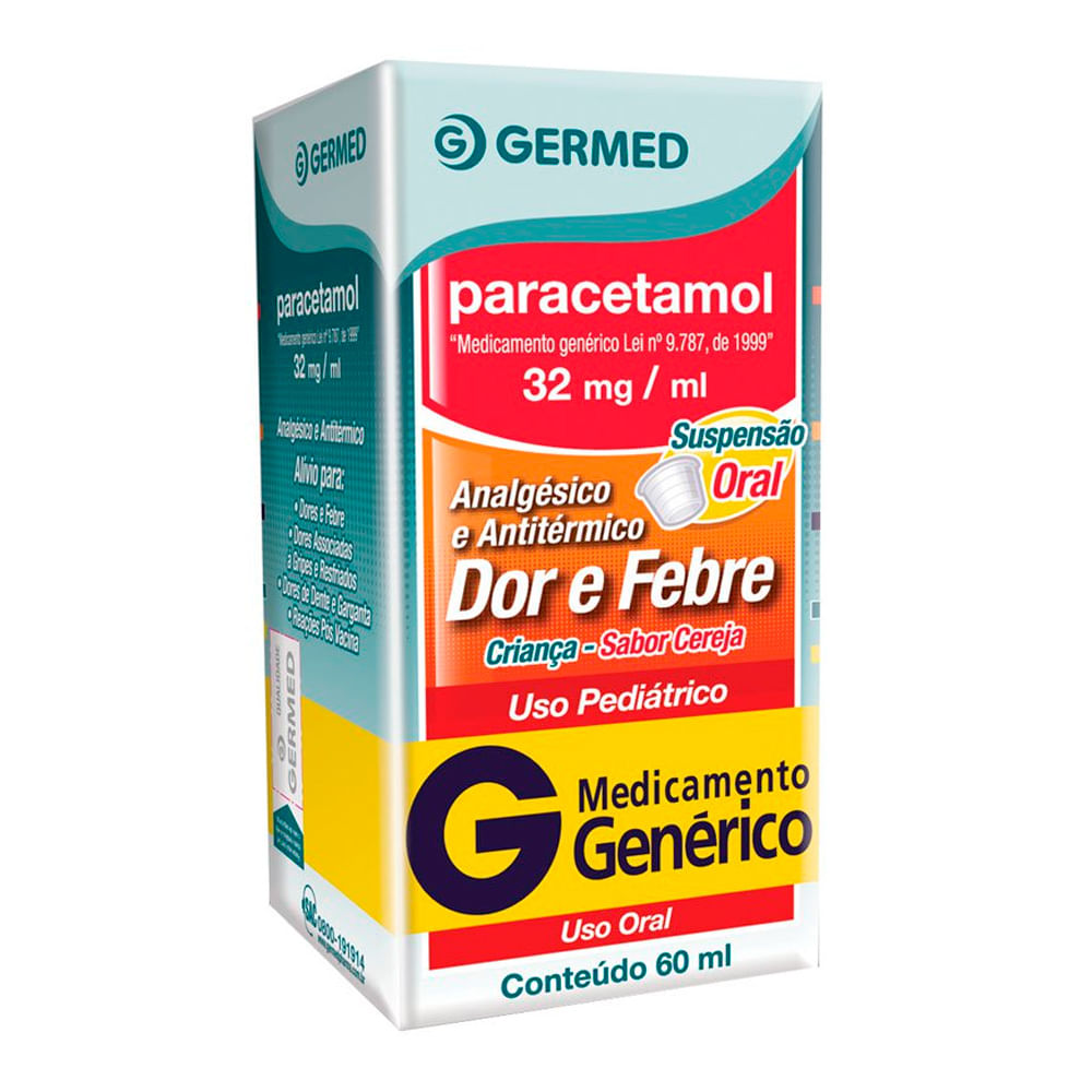 Paracetamol 32mg/ml Germed Genérico Pediátrico Suspensão com 60ml