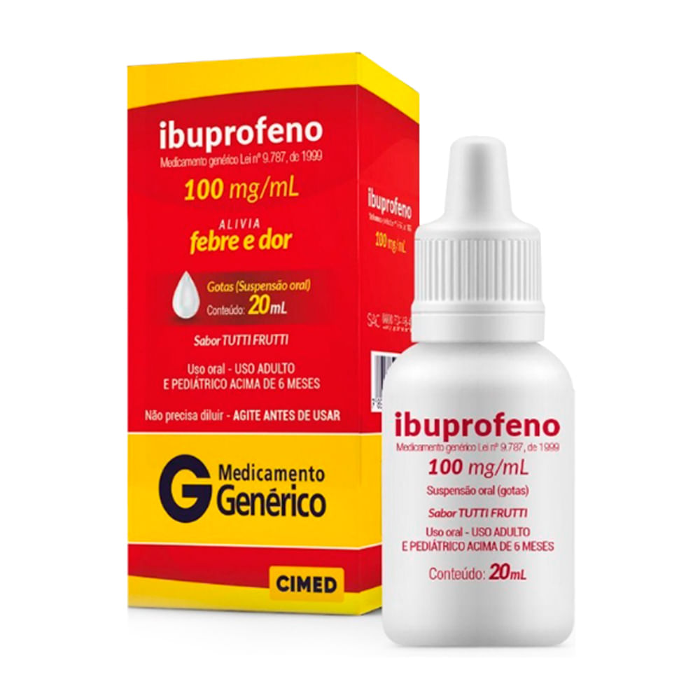 Ibuprofeno 100mg/ml Cimed Genérico Gotas com 20ml