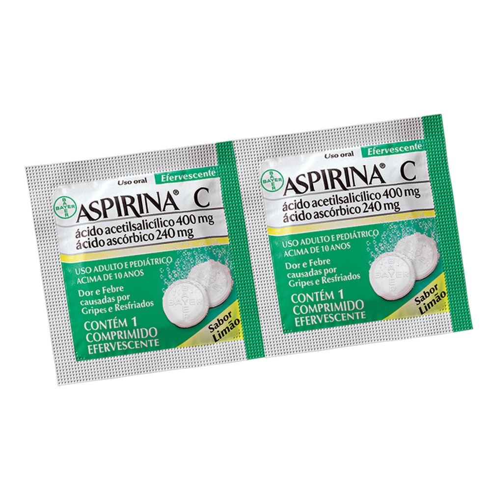 Aspirina C Comprimidos Efervescentes com 2 Unidades Sabor Limão
