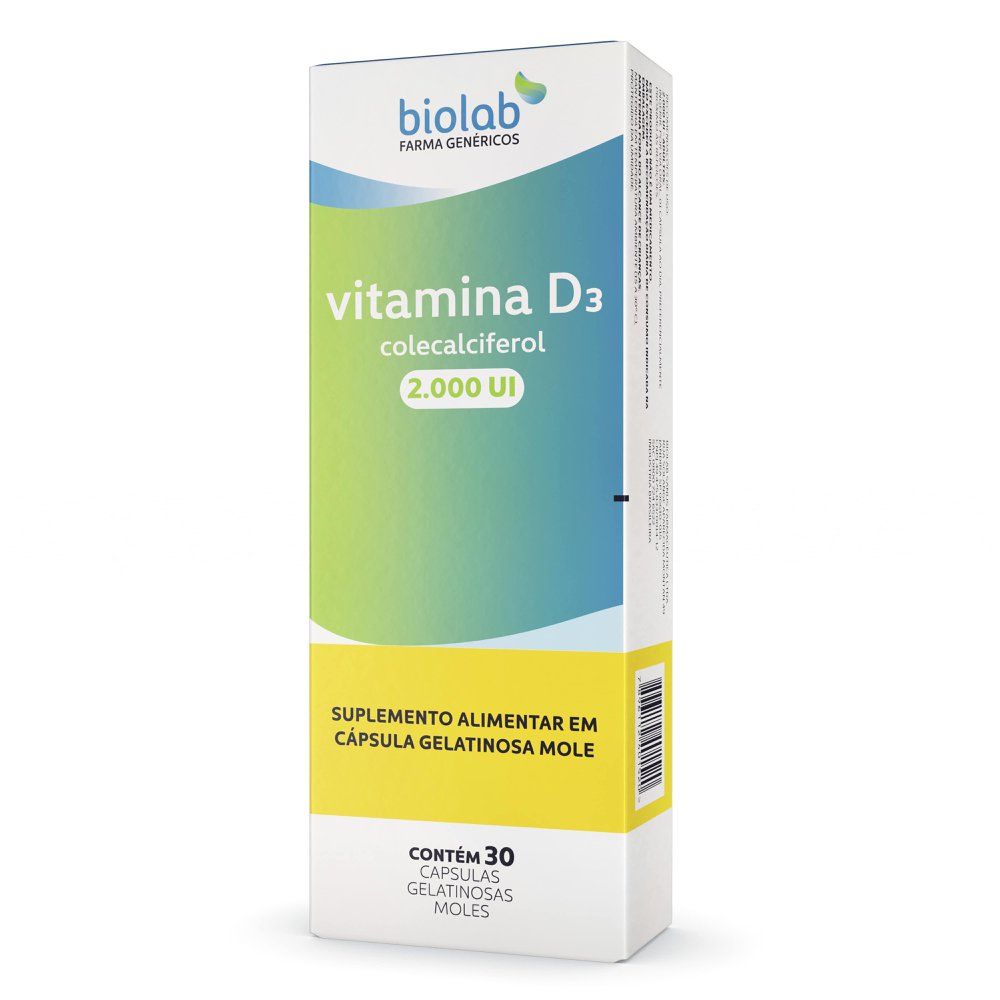 Vitamina D3 2.000UI Biolab com 30 Cápsulas