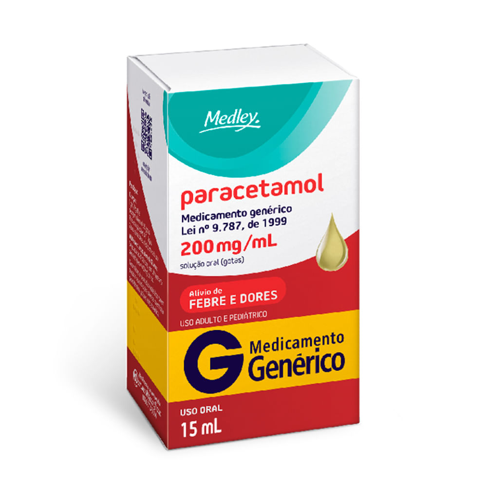 Paracetamol 200mg/ml Medley Genérico Gotas com 15ml
