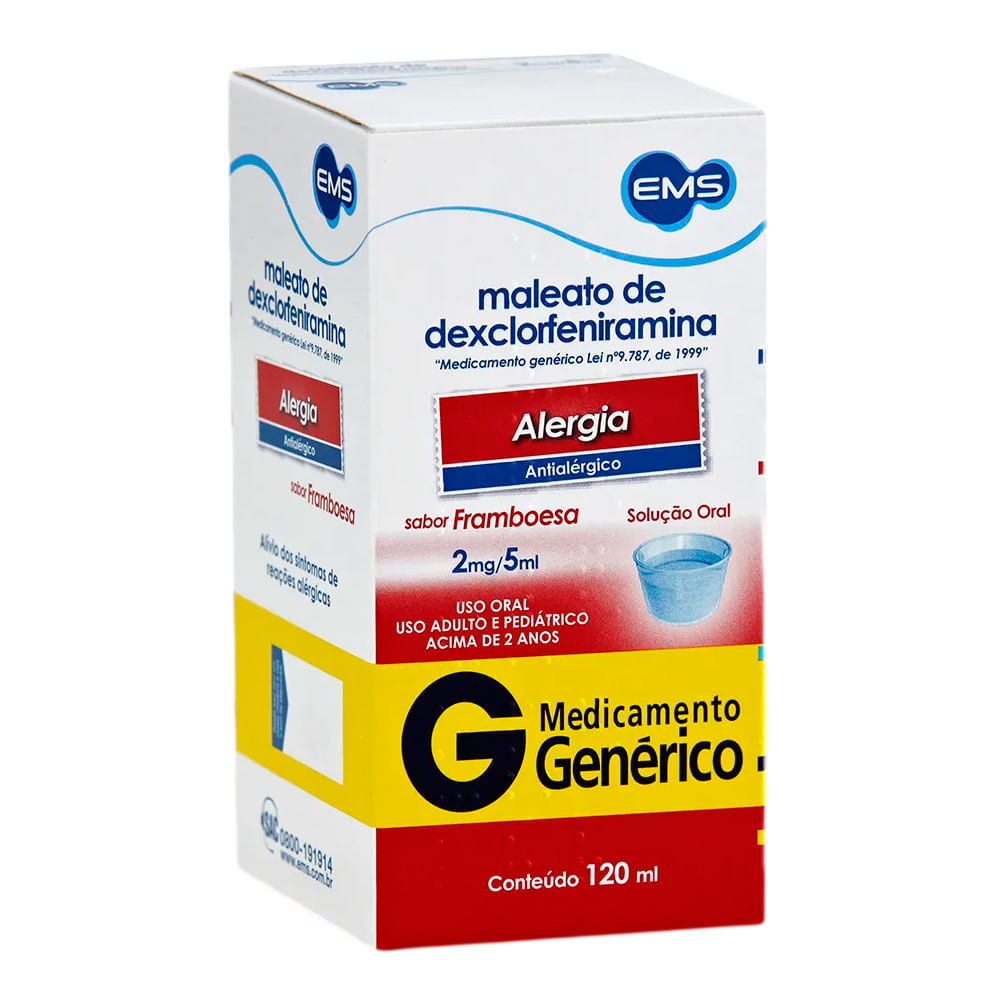 Dexclorfeniramina 2mg/5ml EMS Genérico Xarope com 120ml