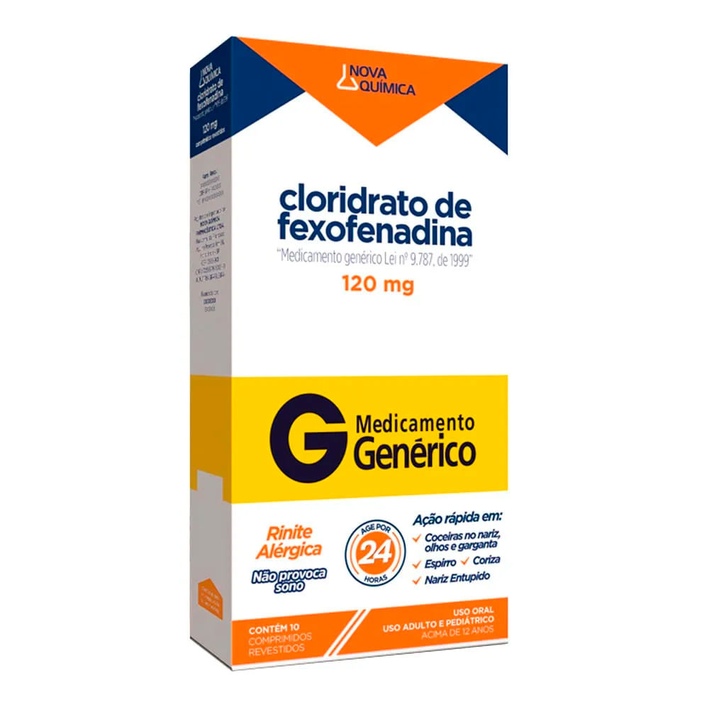 Fexofenadina 120mg Nova Química Genérico com 10 Comprimidos Revestidos