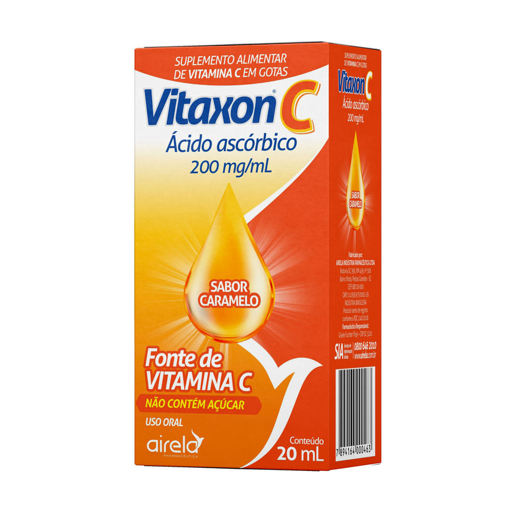 Vitamina C Vitaxon C 200mg/ml Sabor Caramelo Gotas 20ml