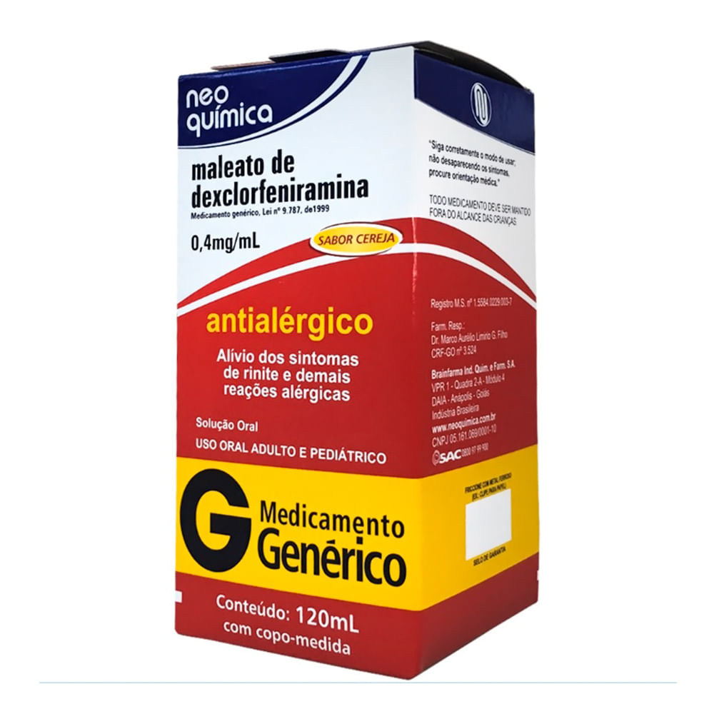 Dexclorfeniramina Neo Química Genérico Xarope com 120ml