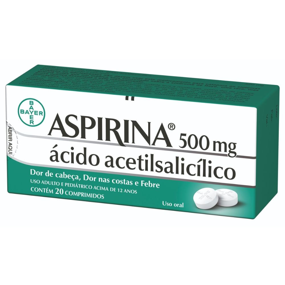 Aspirina Adulto 500mg com 20 Comprimidos