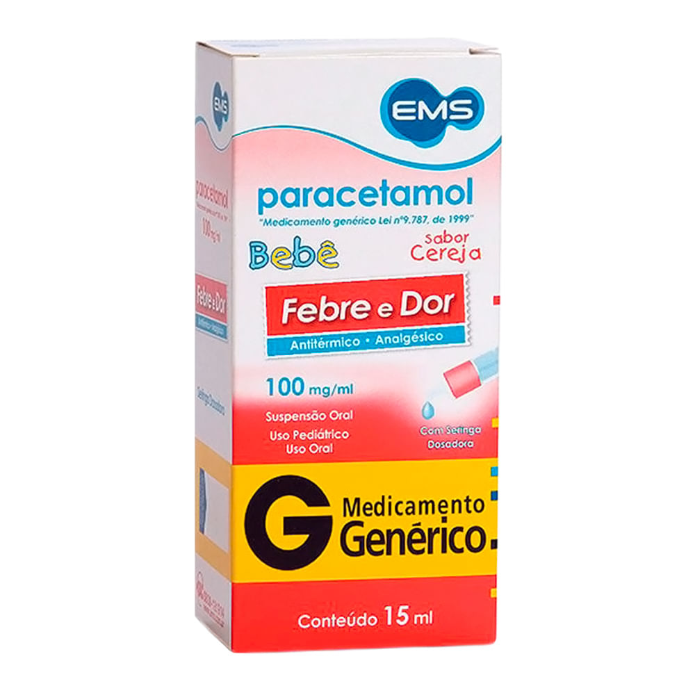 Paracetamol Bebê 100mg/ml EMS Genérico Suspensão com 15ml