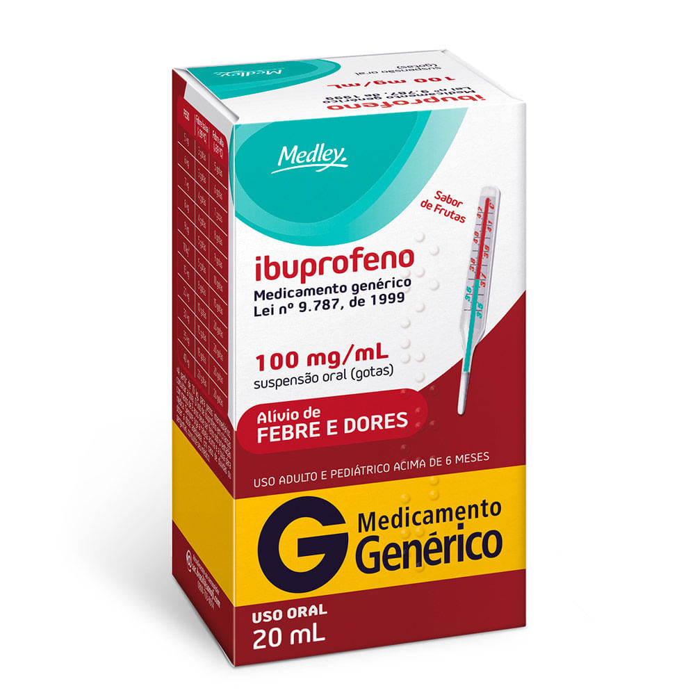Ibuprofeno 100mg/ml Medley Genérico Gotas com 20ml