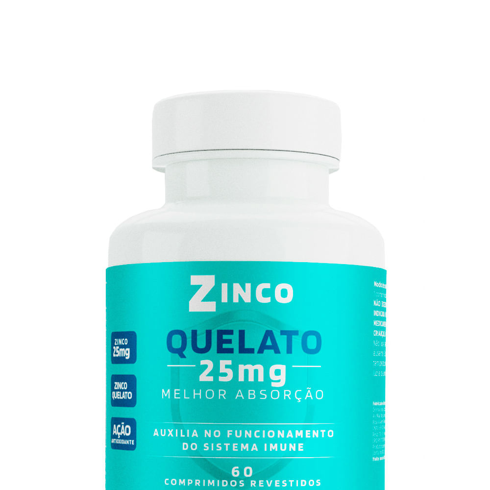 Zinco Quelato 25mg Divina Pharma com 60 Comprimidos Revestidos