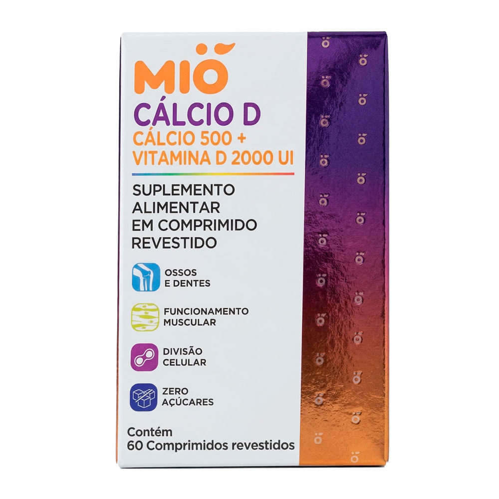 Cálcio D Mió Cálcio 500mg e Vitamina D 2000UI com 60 Comprimidos Revestidos