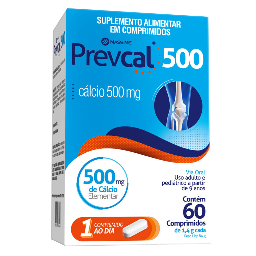 Prevcal 500 Cálcio Elementar 500mg com 60 Comprimidos